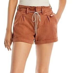 Paige Pleated Carly High Rise Paperbag Short in Vintage Mocha Bisque Size 23 New